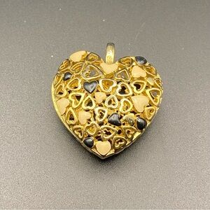 Vintage Gold Tone Open Hollow Filigree HEART Cut Pendant